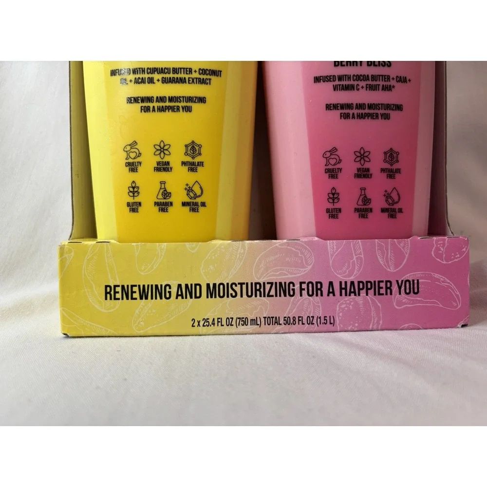 Nutrius Brazilian Body‎ Wash 2 Pack Coco Bliss & Berry Bliss Vegan 25.4 fl oz ea